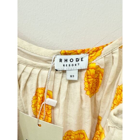 Rhode Resort Nalla Belted Floral Print Tiered Mini Dress Marigold Womens Size XS - Picture 9 of 9